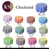 KS Linens Tablecloth Round 54" Checkered Perfect for Restaurant, Coffee