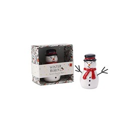 CGB Giftware | Ceramic Snowman Charm with Gift Box| White Red Black | Lucky Ornament Collectable Decoration | Home Accessory | Gift For Christmas | Winter Robin Range | GB06230