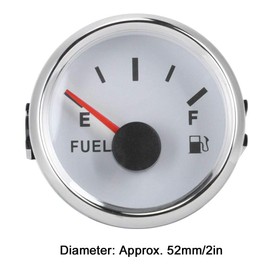 Marine Fuel Gauge, 52mm/2in Tank Level Gauge Waterproof 0-190ohm Pointer Meter for Marine Boat Car(White)