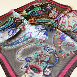 G.Barsanti & Figli Silk Scarf, Oval 53 Square, 100% Silk, Made in Italy, Como Luxury Balsanti Paisley, paisley