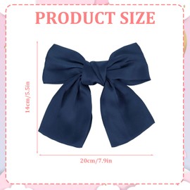FEXPDL Navy Hair Bow Bow Hair Clip Hair Bows for Women Satin Vintage Solid Color Bowknot Soft Satin Silky Hair Bows for Women Girls Simple Hair Fastener Accessories (Blue)