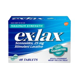 Ex-Lax Maximum Strength Stimulant Laxative Constipation Relief Pills for Occasional Constipation, Gentle Laxatives - 48 Count