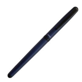 OHTO CR02 Ceramic Rollerball Pen, 0.5mm Fine Point, Medium-Thick Aluminum Barrel with Brass Components, Matte Blue, Refillable Water-Based Black Ink, CR02-05-MBL