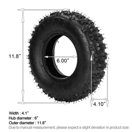 RUTU 4.10-6 Tire Go Kart Wheels and Tires Set 4.10/3.50-6 Tire and Inner Tube for Gorilla Cart Wagon Lawn Mower ATV Quad 4 Wheeler Mini Bike Snow Blower with TR87 Bent Valve Stem Heavy Duty 1 Set