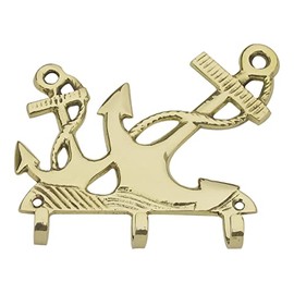Sea-Club Key Hook Anchor Wall Hook Brass 13 x 11 cm Maritime Decoration