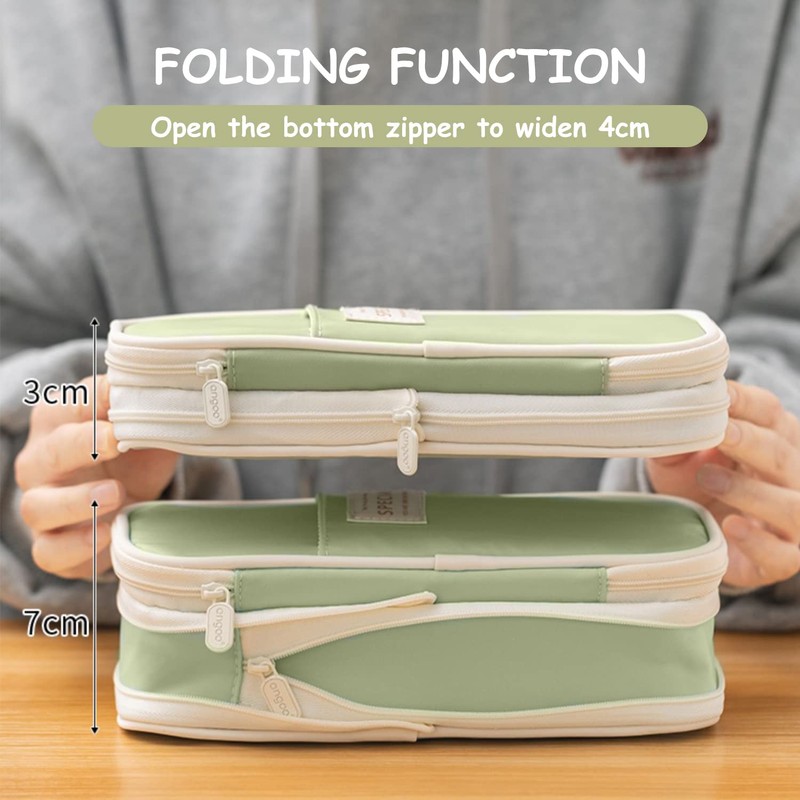 MUEEAD 1 Piece of Expandable & Simple Pencil Case, Large-Capacity,