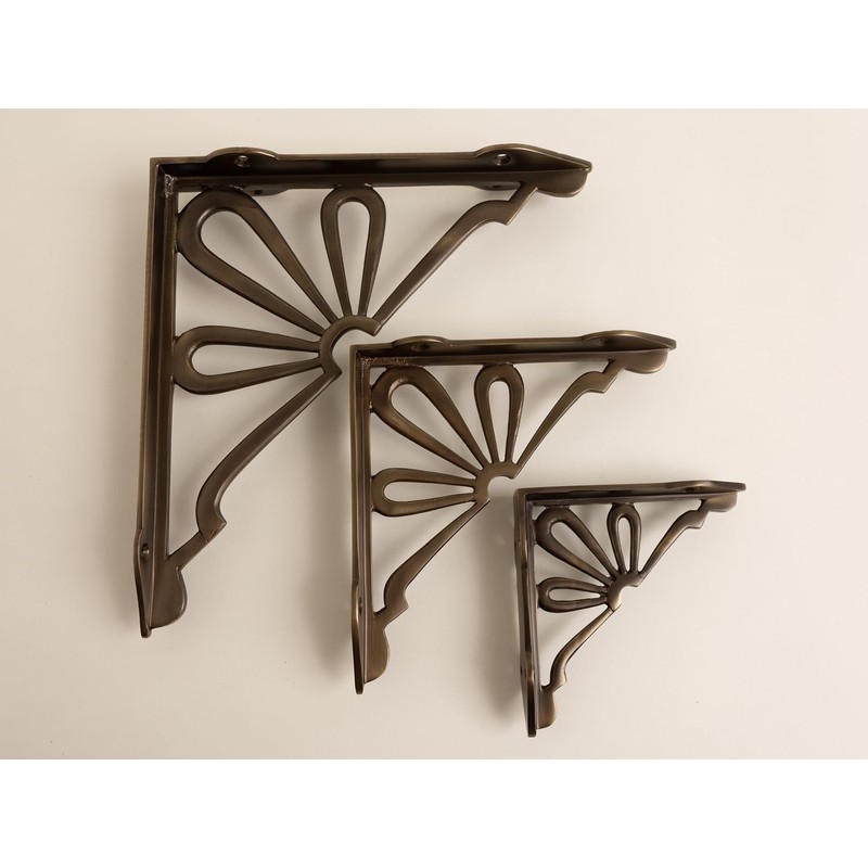 Antique Brass Flower Shelf Brackets | Heavy Duty Brackets for