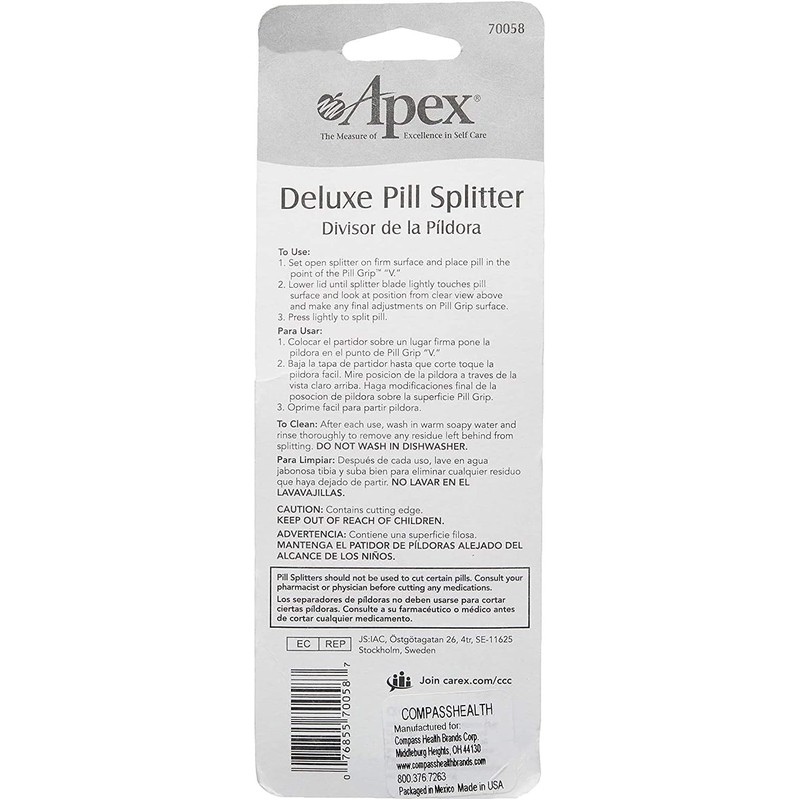 Apex Deluxe Pill Splitter - Pill Splitter with Retracting Blade