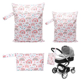 Grosion 3 Pcs Nappy Bag Organiser,Reusable Wet Bag Organiser,Wet Bags for Swimming,Waterproof Wet Dry Bag with Zipper,for Travel Beach Camping Gym Swimming Beach