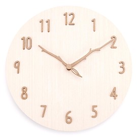 Nbdeal Wall Clock, Radio Clock, Continuous Second Hand, Silent, No Noise, MDF Wooden Dial, Hands/Wooden Hands, Diameter 11.8 inches (30 cm), Fashionable, Analog, Stylish, White
