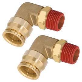 Boeray 3/4" Quick Push to Connect Fittings Brass 90 Degree Union Swivel Elbow Joint DOT Approved 3/4" Tube OD x 1/2" NPT Thread Air Brake Line Adapter Air Suspension Kit for Car Truck Trailers 2pcs