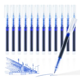 SMOOTHERPRO Rollerball Pens | 0.5mm Fine Point | Ballpoint Pen Set | Quick Drying Gel Pens for Writing and Drawing | Stationery for Home School (CGP012BL) | Blue | Pack of 12