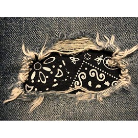 Bandana Fabric Peek-A-Boo Iron ON Patches by Holey Patches in Assorted Colors/Sizes (Black, 4" x 7" (Set of 2))