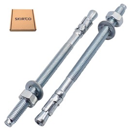SKIR'CO (Pack of 10) Galvanised Wedge Anchors M8 x 120 mm Metal Dowel Anchor Bolts Masonry Concrete Anchors