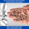 Snap Hook with Screw Clasp, 6 Pieces, 13 mm D-Ring