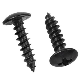 HanTof 125 Pcs M4 x 8/12/16/20/30mm Black Truss Head Phillips Wood Screws, Cross Mushroom Head Sheet Metal Screws, Fast Self Tapping Screws for Furniture Cabinet, Type A Point, Hardened Carbon Steel
