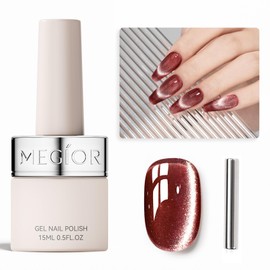MEGIOR Cat Eye Gel Nail Polish 15ml Rose Bloom Magnetic Gel Polish with Magnet Soak Off UV Gel Nail Polish Nail Art Manicure Salon DIY Home