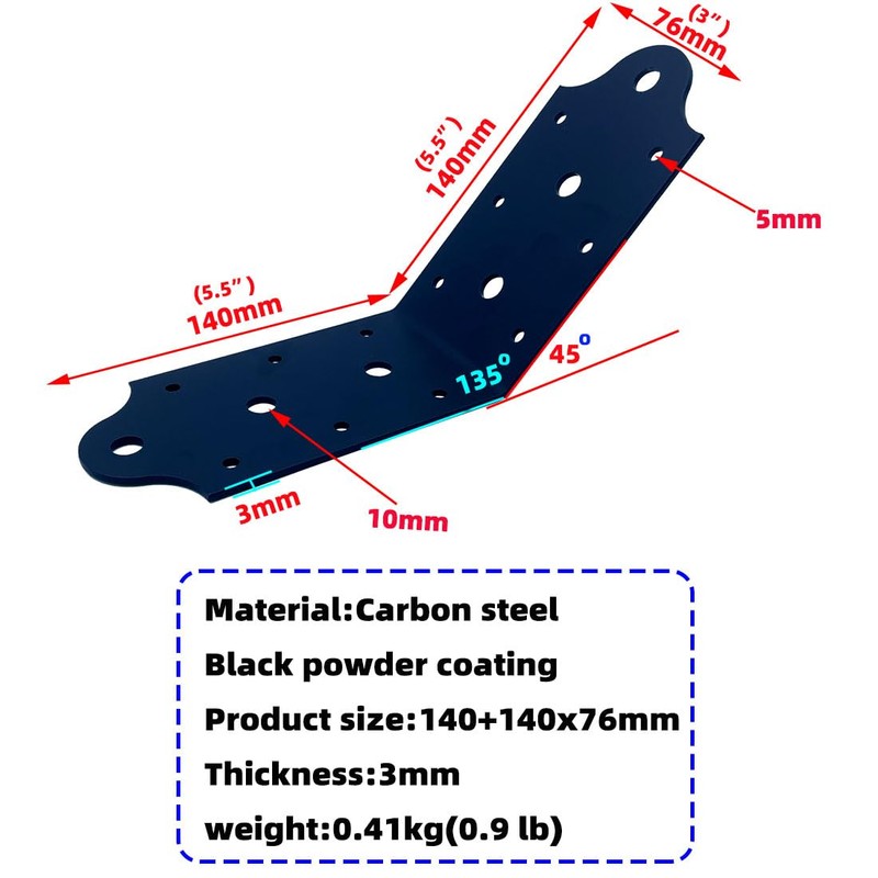 4 Pcs Heavy Duty Flush Inside 45-Degree Angle Bracket Steel
