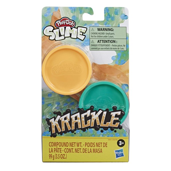 Play-Doh Krackle Slime Orange & Green 2 Pack of Slime Compound with Beads for Kids 3 Years & Up