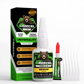 GREEGEL Super Glue Medium for Plastic, Metal, Leather, Wood, Ceramic, Premium Superglue 1 oz - Clear Cyanoacrylate Adhesive (CA) Instant Glue with Extra Gel for Quick Fixes & Repair (1 Pack)