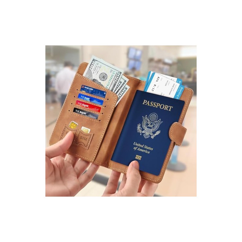 2 Unidades Cartera para Pasaporte RFID, 2 Packs Funda y