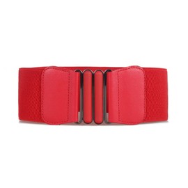 Borsgye Retro Wide Cinch Belt Womens Corset Waist Band Vintage Bandage Elasticity Girdle Wrap Gothic Elastic Waist Belt with Flat Buckle for Costume – Red
