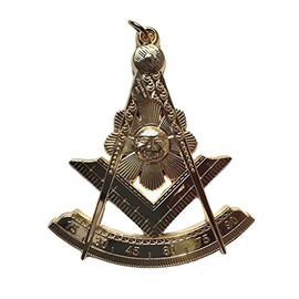Masonic Past Master Regalia Jewel 3" Tall Golden Electroplated