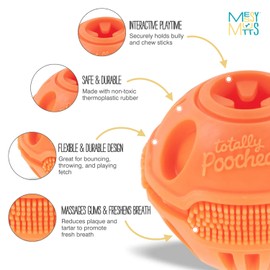 Messy Mutts Totally Pooched Stuff’n Brush Ball | 3” Foam Rubber Toy for Dogs | 2-in-1 Durable Interactive Toy and Tooth Cleaner