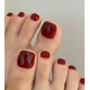 Morily Solid Dark Red Press on Toenails for Women, 24