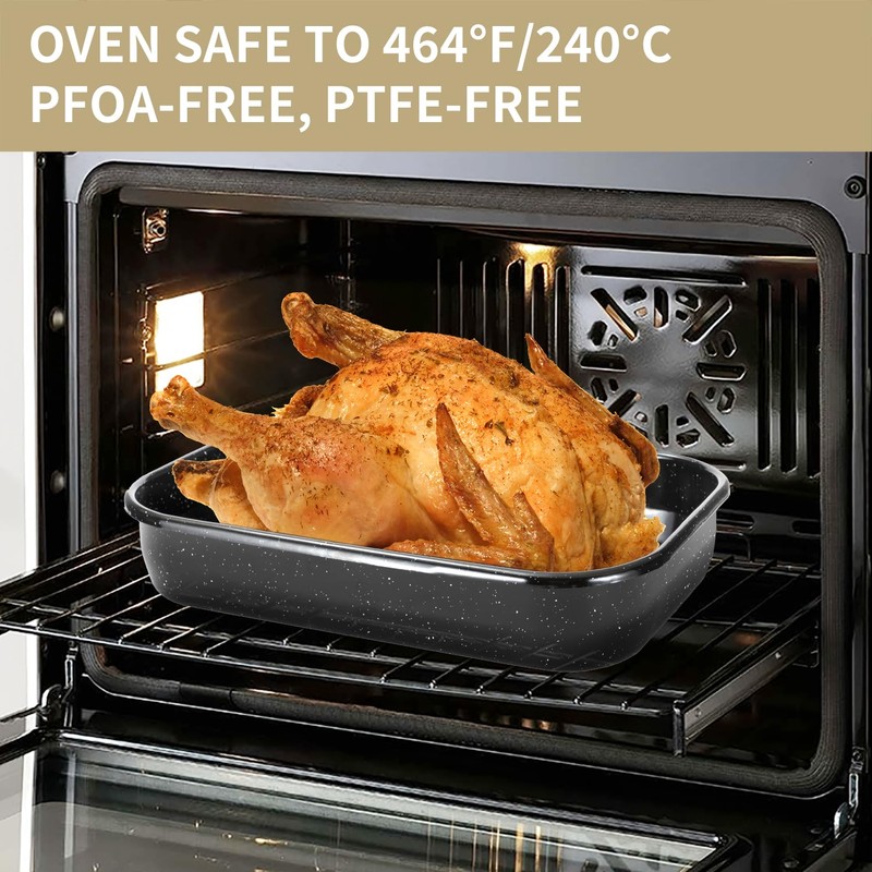 Roasting Pan with Rack, 16 x 11 Inch Rectangular Roasting