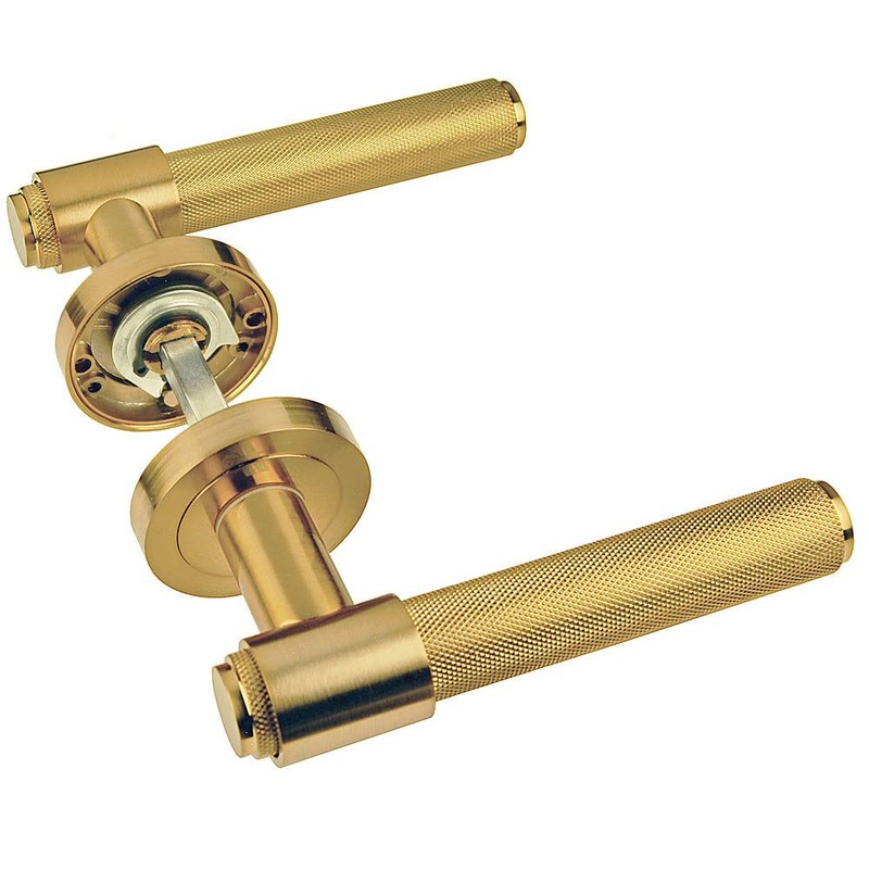 HANDLESTORE Knurled Lever on Rose Door Handles – Matt Black