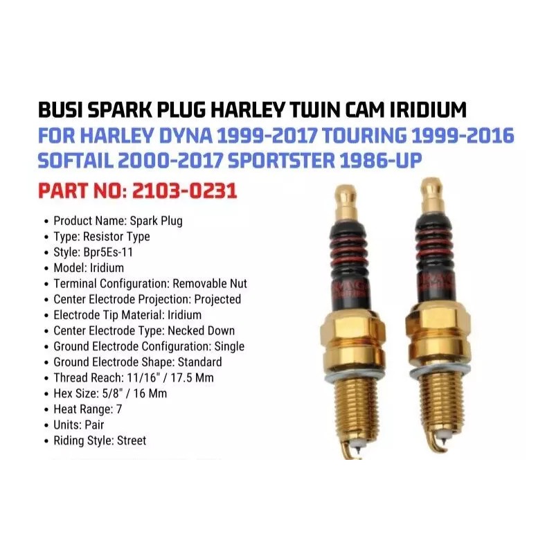 Drag Iridium Spark Plugs 2103-0231 Harley Sportster 86-22/Twin Cam 99-17