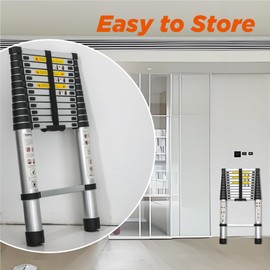 Aluminum Telescoping Ladder,8.5FT Collapsible Ladder with Locking Mechanism, Non-Slip Pedal,300Lbs Capacity,Multi-Purpose RV Ladders for RV or Indoor/Outdoor Work