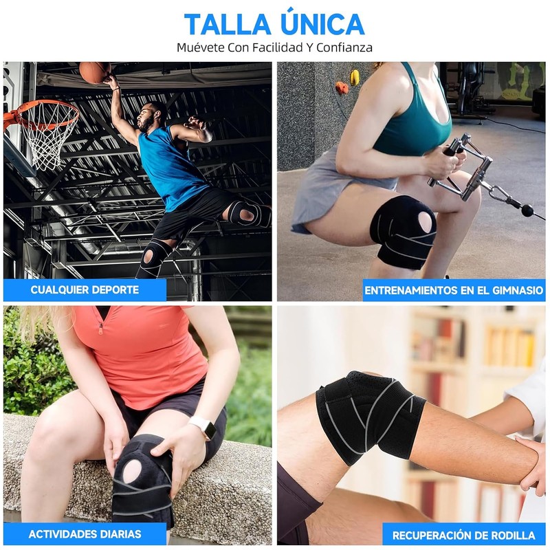 Rodilleras Ortopedicas de Compresión, 2 Piezas Rodilleras Gym, Gris