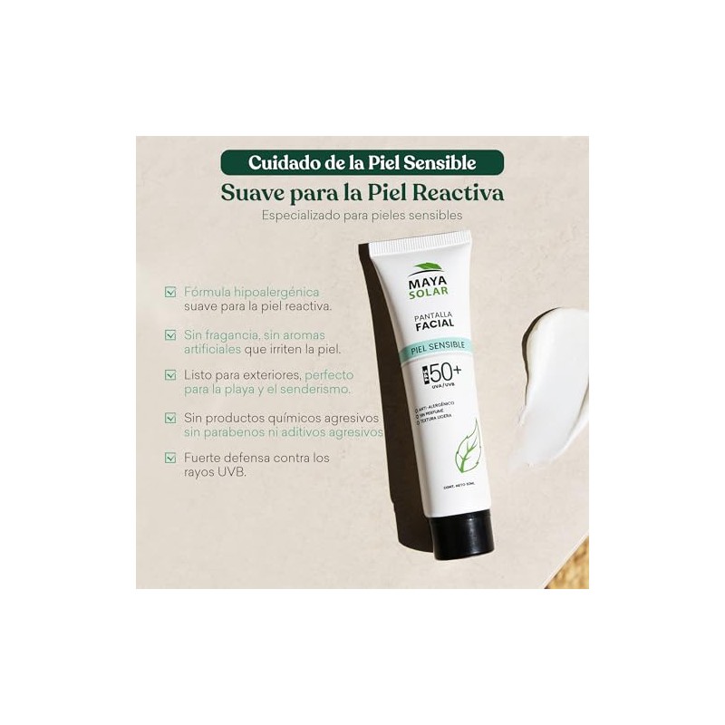 MAYA SOLAR Protector Solar Facial Fps 50+, 50ml (Piel Sensible