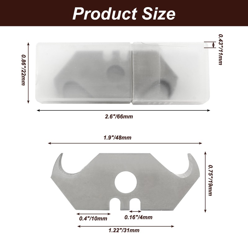 Litoexpe Hook Blade Utility Knife, SK5 Carbon Steel Replacement Blades