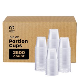 Comfy Package [Case of 2,500 5.5 oz. Clear Disposable Plastic Portion Cups (No Lids), Souffle Cups, Jello Shot Cups, and Sauce Cups For Portion Control