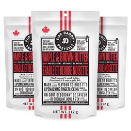 Pop Daddy Flavored Pretzels Sticks, Healthy Gourmet Pretzels Snacks, 7.5oz Individual Bags, 3 Pack, Maple and Brown Butter Flavor