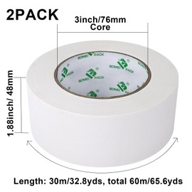 BOMEI PACK 2 Pack White Gaffer Tape, Non-Reflective,Multi-Use Easy Tear Heavy Duty Gaffer Floor Tape for Repairing, Maintenance, Interior Design, Theater Stage Setup,1.88 Inch x 32.8 Yards, 10.6mil