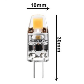 G4 LED Bulbs 1.5W Dimmable Bi-pin T3 JC G4 Base 1.5 Watt (Equivalent to 20W G4 Halogen Bulb Replacement) Warm White 3000K LED Bulbs for Landscape Lighting,AC/DC12V-24V,1 LED 0705 COB,10 Pack