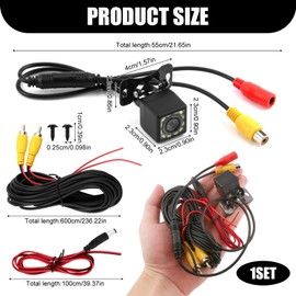 teasteam Car Reversing Camera 720P with 12-LED Rear View Camera Night Vision IP68 Waterproof 170° Wide with 6M Video Cable Angle Starlight Car Reverse Video for Trucks Vans SUVs RVs Caravan