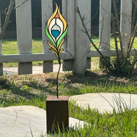 QIZFEV Stained Glass Feather Sun Catcher - Handmade Office Desk Decorations, for Mom, Window Decorations for Home Décor