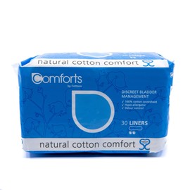 Cottons Comforts Premium Incontinence Liners, Light Flow, Pack of 30, 100% Natural Cotton