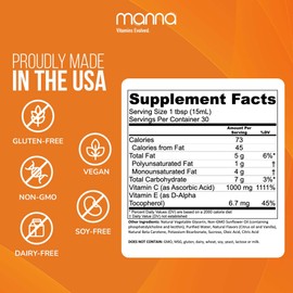 Manna Vitamins Evolved - Liposomal Vitamin C – High Absorption Liquid Immune Support Supplement with Antioxidants – Collagen Booster for Skin, Joints, Heart & Aging – Non-GMO, Vegan, 1000mg