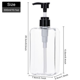 Yebeauty Pump Bottle Dispenser, 2 Pack 10oz 300ml Clear Refillable Shampoo and Conditioner Bottles Dispenser, Empty Plastic Shower Hand Soap Dispenser Lotion Container for Bathroom Kitchen