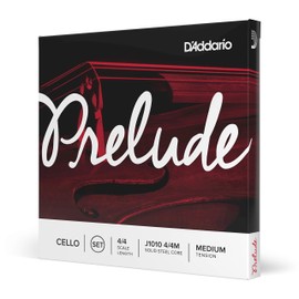 D’Addario J1010 Prelude Cello String Set, 4/4 Scale Medium Tension (1 Set) –Solid Steel Core, Warm Tone, Economical, Durable – Educator’s Choice for Student Strings – Sealed Pouch Prevents Corrosion