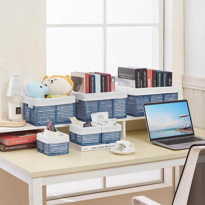 Vagusicc Wicker Storage Basket, 6 Pack Baskets for Organizing, Wicker