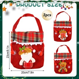 SilverChry Christmas Sack x 3 Pieces, Christmas Bags with Drawstring, Santa Bag Children, Christmas Drawstring Bag, Christmas Gift Bag, Santa Claus, Snowman, Bear