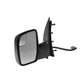 Driver Side Textured Side View Mirror for 2010-2014 Ford Van E-150 E-250 E-350 E-450 Super Duty - Power Operated, Manual Folding - Parts Link #: FO1320396