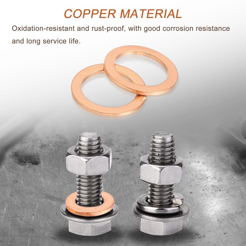 sourcing map M24 Flat Washer, 5 Pcs Copper Ring Flat